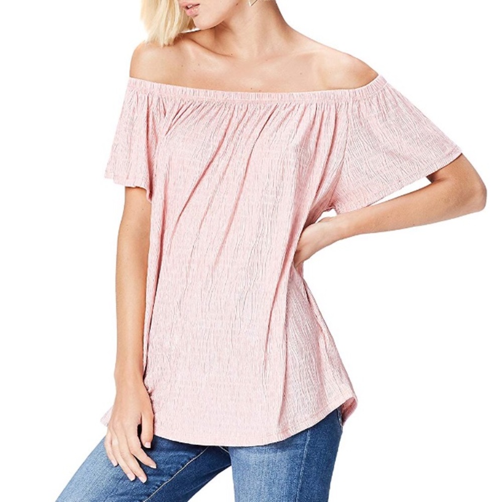 Off the shoulder pink top